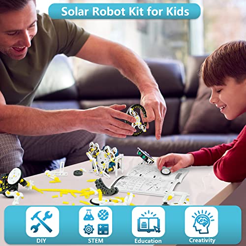 Dioju 13-in-1 Solar Robot Kit Toys for 8 9 10 11 12 Year Old Boys, STEM Projects for Kids Ages 8-12, Building Science Toys Set, Solar Powered Dioju