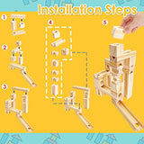 Wooden Marble Run for Kids Ages 4-8, 60 Pieces Wood Building Blocks Toys and Construction Play Set, Marble Track Maze Game STEM Learning Toys Gifts Onshine