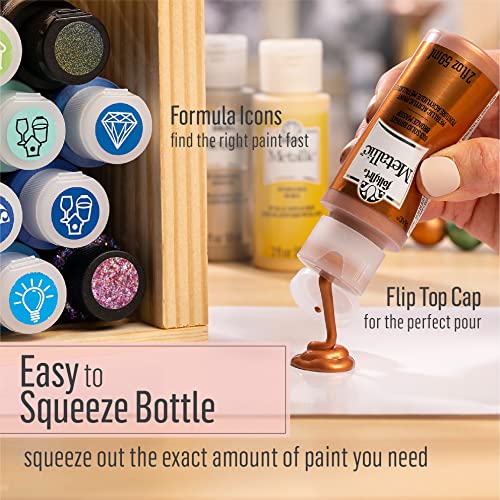 FolkArt Metallic Acrylic Craft Paint, Shimmering Steel 2 fl oz Premium Metallic Finish Paint, Perfect For Easy To Apply DIY Arts And Crafts, 36223 - WoodArtSupply