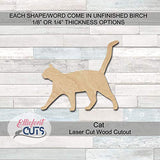 Cat Wooden Cutouts for crafts, Laser Cut Wood Shapes 5mm thick Baltic Birch Wood, Multiple Sizes Available Elliefont Styles