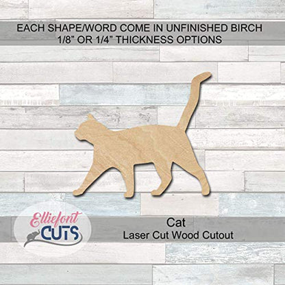 Cat Wooden Cutouts for crafts, Laser Cut Wood Shapes 5mm thick Baltic Birch Wood, Multiple Sizes Available - WoodArtSupply