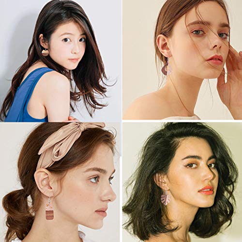 SUNNYCLUE 6 Pairs Resin Wood Dangle Drop Earring Making Starter Kit Round Rectangle Leaf Jewelry Pendants Making Supplies for Women Beginners, SUNNYCLUE