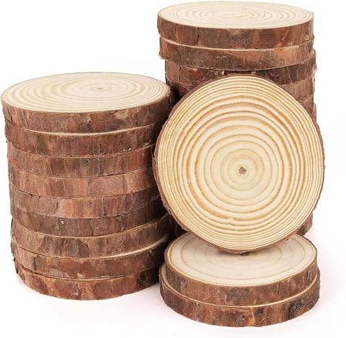 Lemonfilter Natural Wood Slices 50 Pcs 2.3-2.7 Inches Craft Unfinished Wood kit Wood Coasters Wooden Circles Christmas Wood Ornaments Tree Slices for