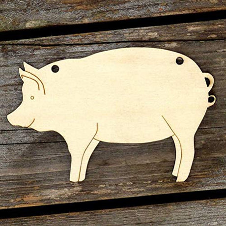 Amosfun 10pcs Pig Shape Wood Pig Wooden Cutout Shape Blank Wood Birthday Gift Tags Blank Wooden Hang Label Tags Unfinished Wood Tags with Ropes for Amosfun