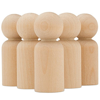Wood Peg Dolls Unfinished 2-3/8 inch, Pack of 15 Birch Wooden Dad Dolls for Peg People Crafts and Small World Play