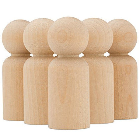 Wood Peg Dolls Unfinished 2-3/8 inch, Pack of 15 Birch Wooden Dad Dolls for Peg People Crafts and Small World Play Woodpeckers