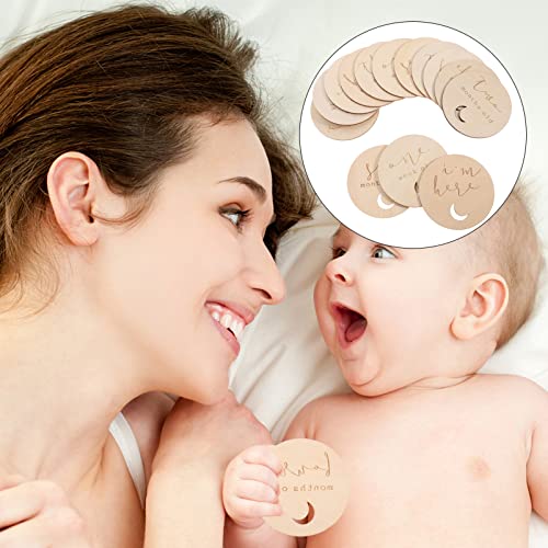 Kisangel 14pcs Milestone Card Unfinished Wood Cards One Month Baby Wood Slices for Baby Shower Monthly Baby Milestone Printable Milestone Baby Months Kisangel