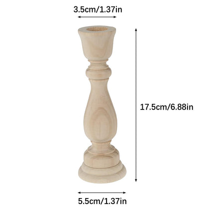 Wood Candlestick Holders Retro Unpainted Wood Classic Craft Candles Stick Holder Set Wedding Decorations Candle Sticks Holder (B, One Size)