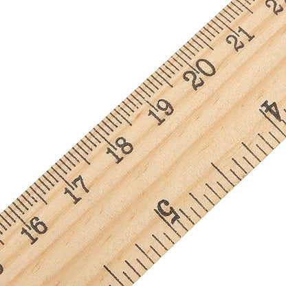 MUKCHAP 144 Pack Wooden Ruler, 12 Inch Straight Ruler, 30cm Metric Wood Ruler with Centimeters and Inches for Measuring, Office, 2 Scale - WoodArtSupply