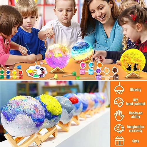 kykake Paint Your Own Moon Art Kit, Halloween Gifts DIY Space Toys Lava Art Kit with Plastic Stand, Art Gifts for Teens Girls Boys, Arts and Crafts