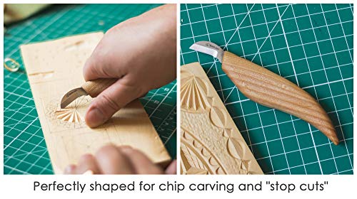 BeaverCraft Chip Carving Knife C6 1" Wood Carving Knife for Fine Chip Carving Wood and Stop Cuts Detail Chip Knife for Wood Carving Wood BeaverCraft