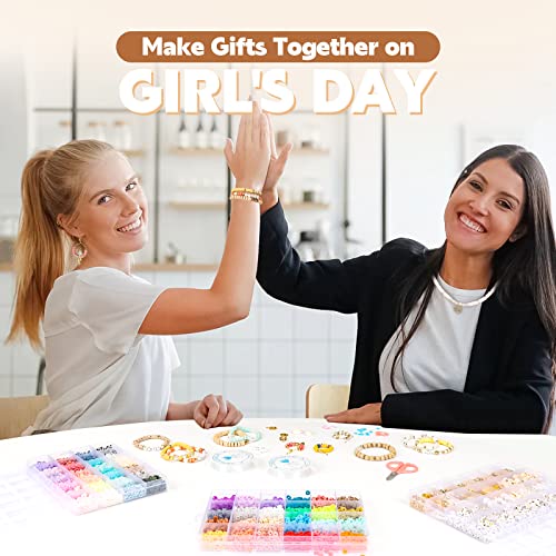 Pizooro Clay Beads 3 Boxes Bracelet Making Kit, 10500pcs Beads for Jewelry Making, Round Letter Beads with Charm and Elastic Strings, Friendship Pizooro