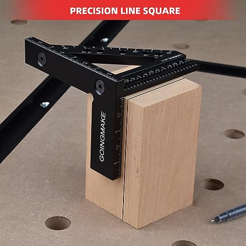 GOINGMAKE Carpenter Square 3D Multi Angle Measuring Ruler Hole Position Scribing Ruler Precision 45 and 90 Degree Woodworking Square Small Framing