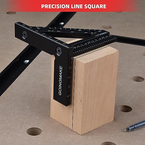 GOINGMAKE Carpenter Square 3D Multi Angle Measuring Ruler Hole Position Scribing Ruler Precision 45 and 90 Degree Woodworking Square Small Framing - WoodArtSupply