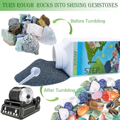 Tonmp 10 LBS Rock Tumbler Grit Set, Rock Tumbler Grit Polish Refill - 4 Step Tumbling Media (Coarse, Medium, Pre-Polished, Final Polish), Rock Tonmp