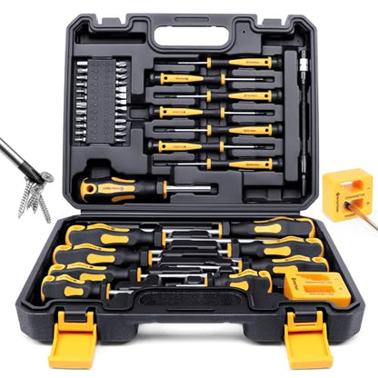 Magnetic Screwdrivers Set with Case, Amartisan 43-piece Includs Slotted, Phillips, Hex, Pozidriv,Torx and Precision Screwdriver Set, Magnetizer