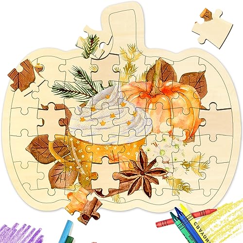 Blank Puzzle Pumpkin Shape with 43 Pieces to Draw on, Blank Wooden Jigsaw Puzzle with Puzzle Tray for Fall Season & Halloween, Custom Puzzle - WoodArtSupply