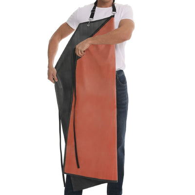 Thick Waterproof Rubber Black Vinyl Apron for Men 39" Heavy Duty Long Chemical Resistant Industrial Work Apron Adjustable Plastic Aprons for