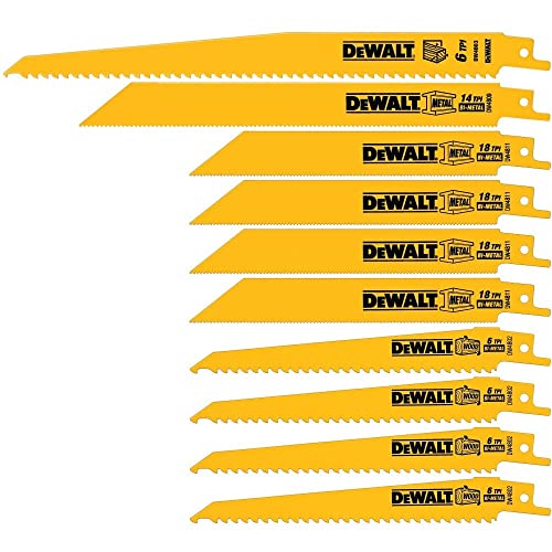 DEWALT Reciprocating Saw Blades, 10 Piece Combination Set, Various Sizes (DW4898)