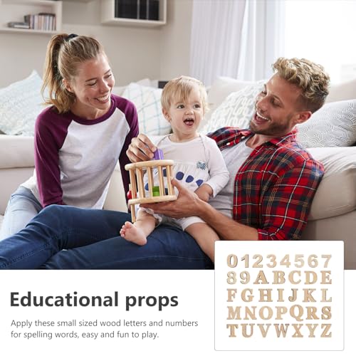 VILLCASE Mini Wood Letters and Numbers, Unfinished Wooden Alphabet Letter Slices, Wood Pieces DIY Wooden Numbers Blank Letters Spelling Educational VILLCASE