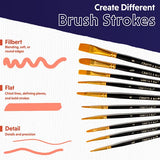 Crafts 4 All Acrylic Paint Brushes - Pack of 10 Professional, Wide and Fine Tip, Nylon Hair Artist Paintbrushes - Paintbrush Bulk Set for Watercolor, Crafts 4 All