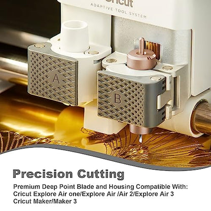 Premium Deep Cut Housing and Blades, karmiero Fine Point Cut Housing + 5Pcs Deep Point Blades, Cutting Thick Materials for Cricut Maker and Explore - WoodArtSupply