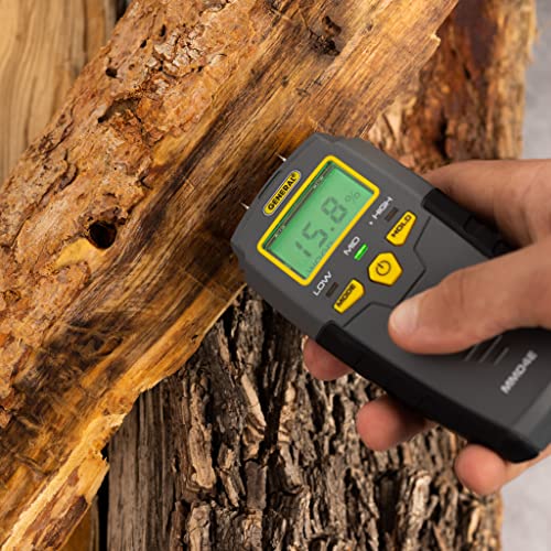 General Tools MMD4E Digital Moisture Meter, Water Leak Detector, Moisture Tester, Pin Type, Backlit LCD Display With Audible and Visual General Tools