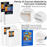 MERRIY 80-Piece Acrylic Paint Set, Artist Painting Supplies Kit with Tabletop Sketch Box Easel, 48 Colors Acrylic Paints,11"x 14"Stretched Canvas MERRIY