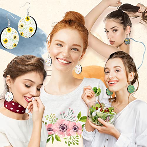 Whaline 60Pcs Round Sublimation Blank Earrings Bulk Unfinished Heat Transfer Earrings with Earring Hooks and Jump Rings for Women Jewelry DIY Crafts Whaline