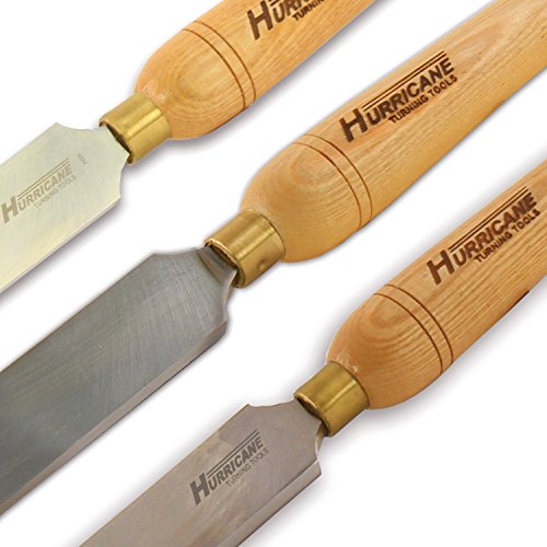 Hurricane Turning Tools, HSS, 3 Piece Scraper Set (Right Side, Left Side, Round Nose, 1 1/2" Wide), Standard Series Woodturning Tools Hurricane Turning Tools