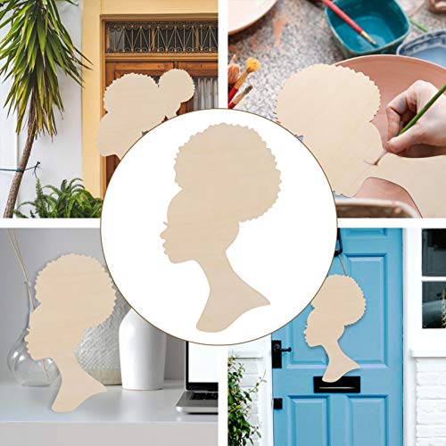 EXCEART Mother's Day Wood Chips Head Cutout Moms Gift Wood Decoration Pendant Unfinished Wood Cutouts Girl Jewelry DIY Wooden Template Girl Gifts EXCEART