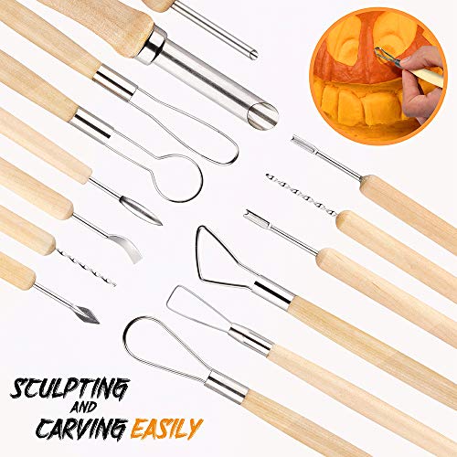 D-FantiX Halloween Pumpkin Carving Kit, 13 Pieces Professional Stainless Steel Pumpkin Carving Tools Kit with Stencils and Carrying Case - Carve D-FantiX