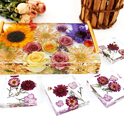 JEYUQAXY Large Silicone Tray Molds for Resin, 13.5"X9.5" Deep Rectangle Epoxy Tray Molds with 4pcs Gold & Silver Handles, Resin Table Mold for River JEYUQAXY