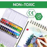 PENTRISTA Watercolor Paint set, 48 Colors Premium Solid Watercolor Half Pans in Tin Box, 1 refillable Water Brush Pen, Art Pigment Kit Perfect for PENTRISTA