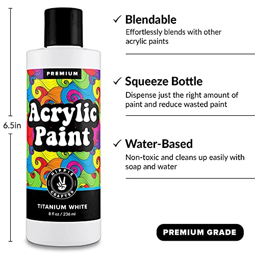 White Acrylic Paint Premium Colors Paint Acrylic | Art Paints for Canvas and Outdoor Painting 8oz 236ml Bottle Titanium White - WoodArtSupply