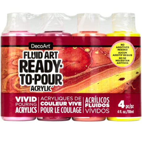 DecoArt Fluid Art Ready- to-Pour Acrylic Paint Set, Sweet Treat Color Palete, Set of 4, 4 fl oz, Bottle DecoArt