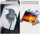 Art Supplies, Deluxe Kids Art Set with Drawing Easel, Crafts Kit in Portable Wooden Case, Oil Pastels, Colored Pencils, Watercolor Cakes, Sketch POPYOLA