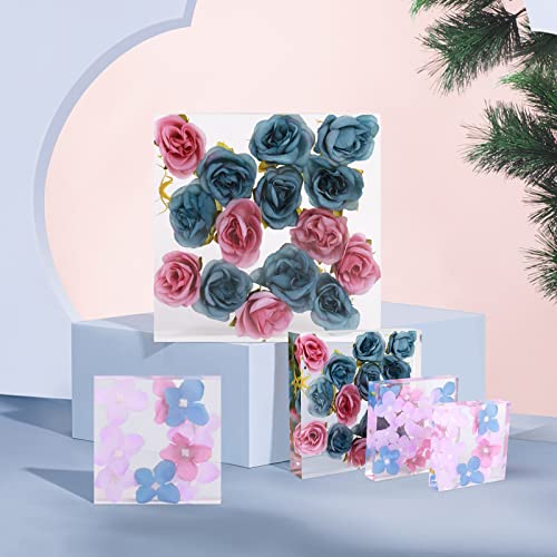 Square Silicone Molds for Resin, Large Resin Mold Glossy Deep Square Molds 6.6''x 2'' w (with 2 Small Square or Rectangular molds) Deep Epoxy Resin AOEDEO