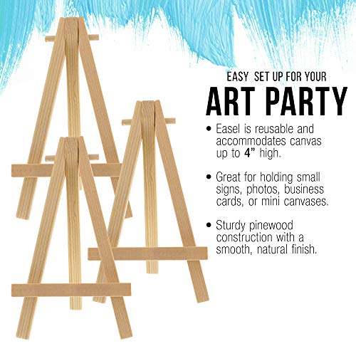 U.S. Art Supply 5" Mini Natural Wood Display Easel (Pack of 12), A-Frame Artist Painting Party Tripod Easel - Tabletop Holder Stand for Small