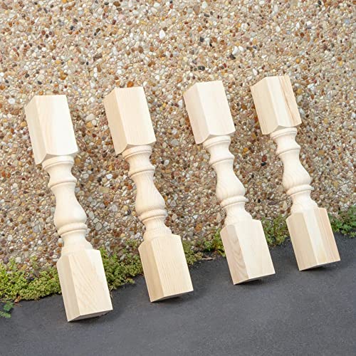 CAROLINA LEG CO. Chunky Monastery Farmhouse End Table Legs - Unfinished - DIY Furniture - Turned Legs - Set of 4 - Dimensions: 3.5" x 23" CAROLINA LEG CO.