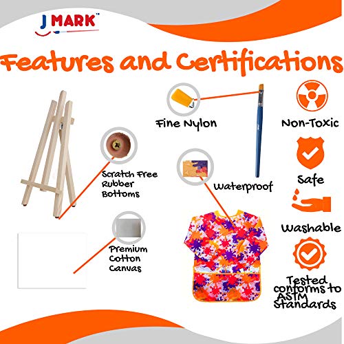 J MARK Ultimate Kids Paint Set – Complete Acrylic Paint Set for Kids, Includes Washable Paints, Storage Bag, Wood Easel, Canvas and More J MARK