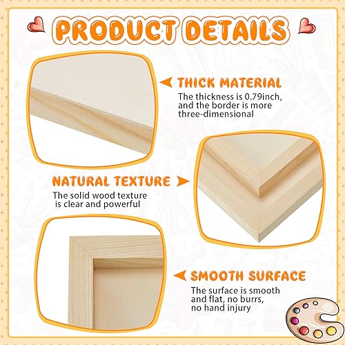 Barydat 24 Pcs Wood Panels for Painting Unfinished Wood Canvas Board Artist Wall 0.79'' Deep Cradled Wood Canvas Panels for Painting Pouring Arts Barydat