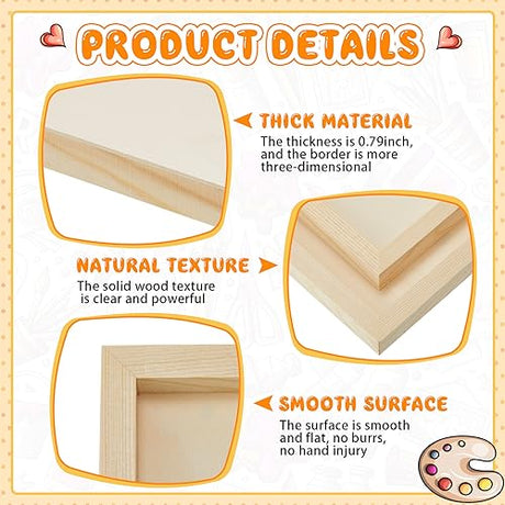 Barydat 24 Pcs Wood Panels for Painting Unfinished Wood Canvas Board Artist Wall 0.79'' Deep Cradled Wood Canvas Panels for Painting Pouring Arts Barydat