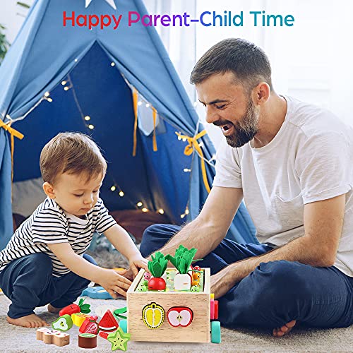 Toddlers Montessori Wooden Educational Toys for Baby Boys Girls Age 1 2 3 Year Old, Shape Sorting Toys 1st One First Birthday Girl Gifts for Kids KMTJT