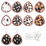 OLYCRAFT 30 Pcs Leopard Wood Earring Pendant Leopard Cow Print Leather Wood Earrings Teardrop Wooden Earring Making Kit with Earring Hooks and Jump OLYCRAFT