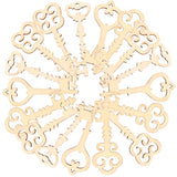Amosfun 20PCS Wooden Key Shapes Natural Wood Mini DIY Art Craft Embellishment Keys Cards Bookmark Scrapbooks Amosfun