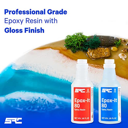 Specialty Resin & Chemical Epox-It 80 (32 oz)|Clear Resin Kit for Beginners & Experts|Clear Epoxy Coating for BarTop, Countertop, Tabletop|Crystal - WoodArtSupply