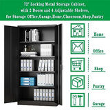 Metal Storage Cabinet, 72" Locking Metal Cabinet with 4 Adjustable Shelves, 2 Doors and Lock for Storage Office, Garage, Home, Classroom, Shop, HomJoones