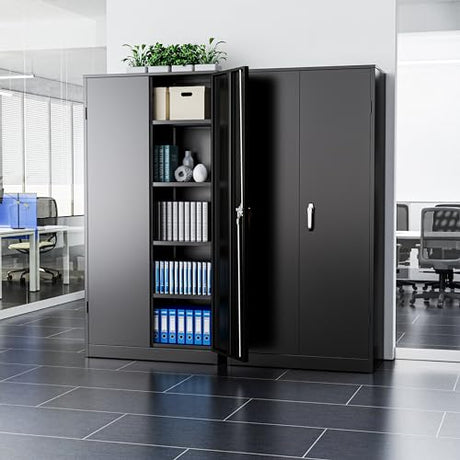 Greenvelly Metal Garage Storage Cabinet, 72'' Tall Storage Cabinet with 2 Doors and 4 Adjustable Shelves, Steel Lockable Tool Cabinets for Home Greenvelly