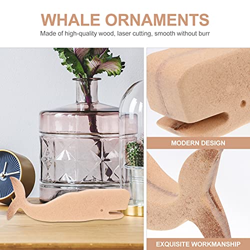 Unomor DIY Wooden Whale Statue Wood Whale Statue Unfinished Wooden Whale Blank Animal Doll Figure Wooden Whale Cutout Table Statue Model Centerpieces - WoodArtSupply